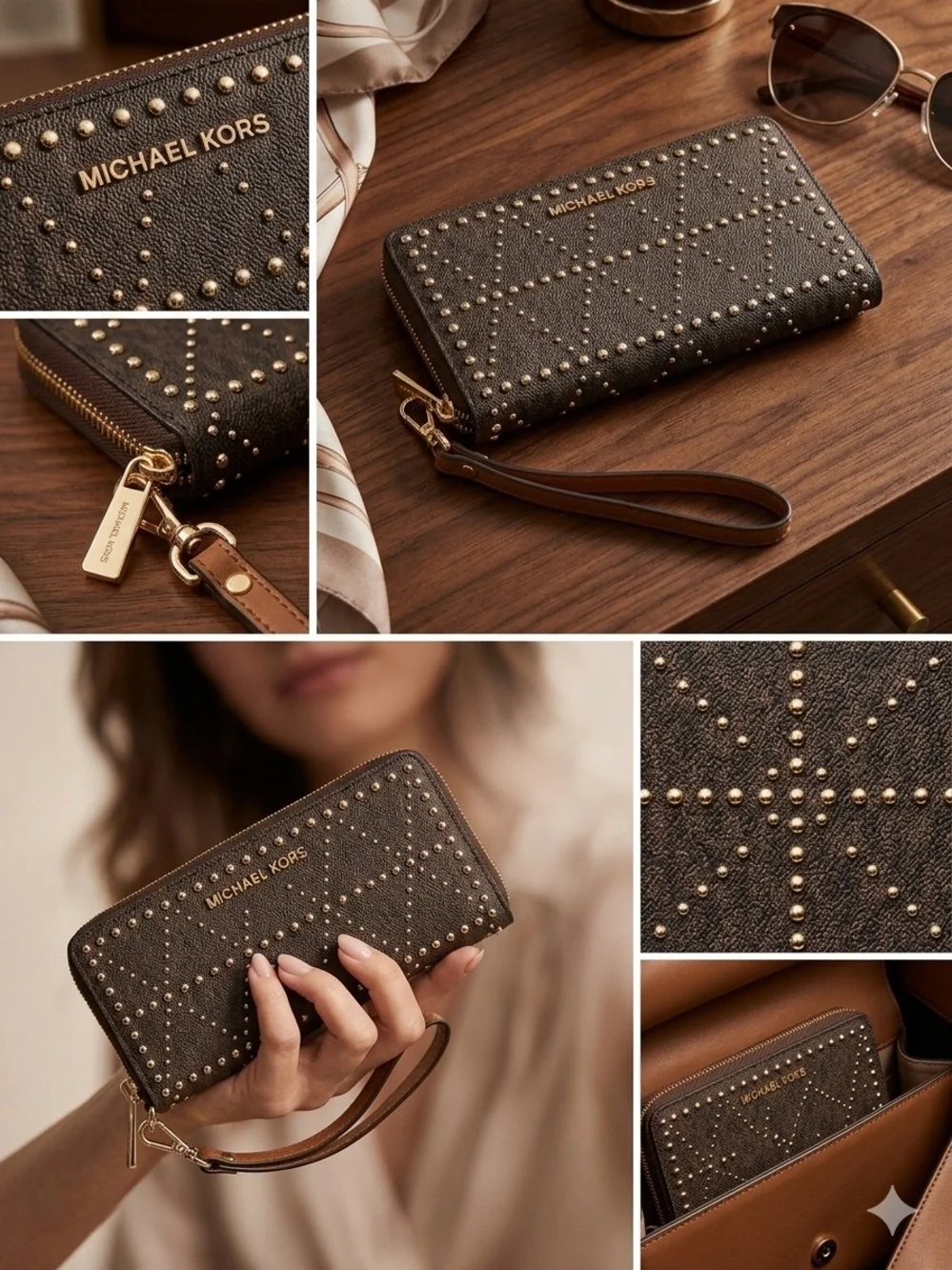 Michael Kors NWOT Jet Set Travel Studded Logo Smartphone Wristlet
